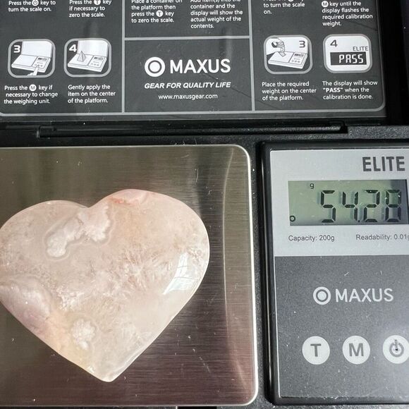 Flower Agate Heart Carving (#6) - Picture 10 of 10